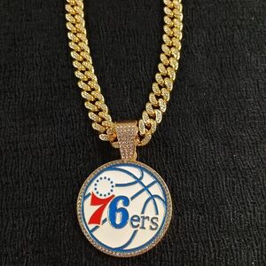 Philadelphia 76ers 20 Inch Necklace Pendant Cuban Chain Link NB Basketball